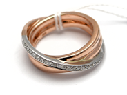 Smycken, Ring 14K roseguld/vitguld med diamanter 27xca0,005ct  Ø17¾ 9,2g, i auktion: Pant – Tisdag 5 november 2013