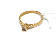 Smycken, Ring 18K 1,7g Ø15½ med diamant 1xca.0,01ct, i auktion: Pant – Tisdag 5 november 2013